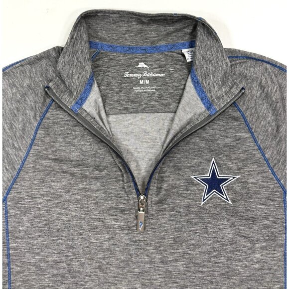 Tommy Bahama Mens 1/4 Zip Pullover Dallas Cowboys Football NFL Size Medium Gray - Picture 3 of 14